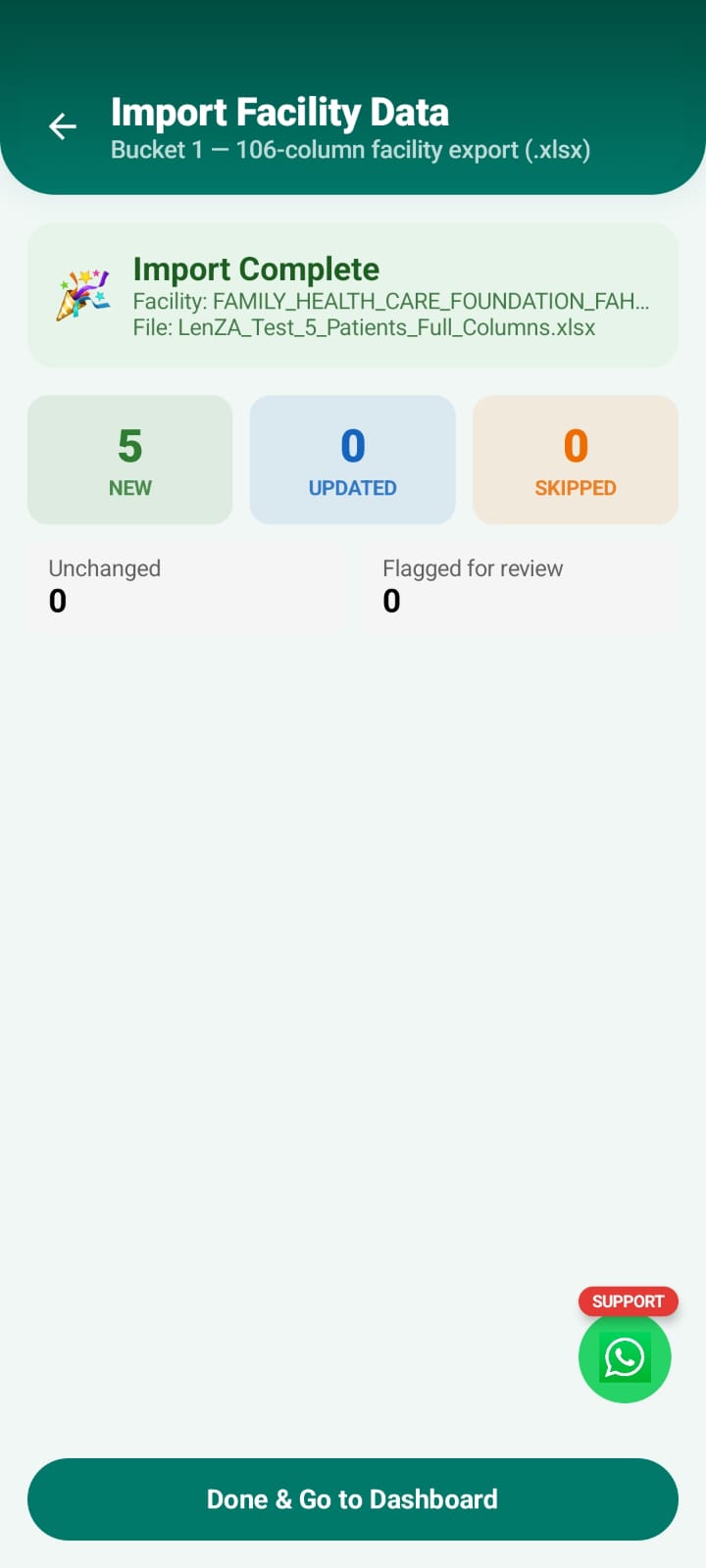 LenZA import complete screen